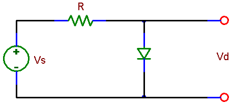 A diode in a circuit with a resistor